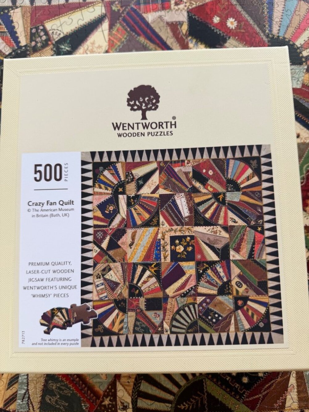 Wentworth Wooden Puzzle Crazy Fan Quilt 500 Pieces Complete